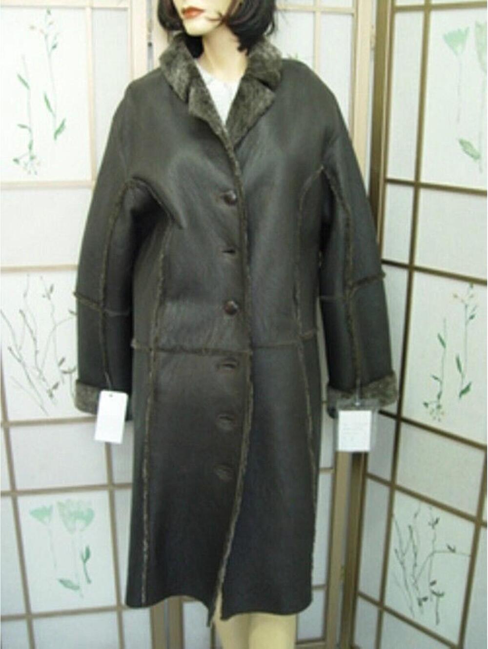 ! NEW BROWN SHEEPSKIN SHEARLING LAMB FUR COAT JACKET WOMEN WOMAN SIZE 6 SMALL